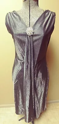 Vintage 70's  Hollywood Glam Silver Gray Rhinestone Dress  Handmade New Year's  • $35.88