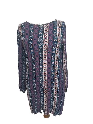 TIGERLILY Size 8 Long Sleeve Blue Lightweight Floral Dress • $32.99