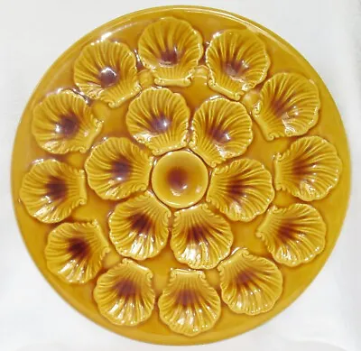  Vintage French Majolica Oyster Plate Dish 12 Shells Server Dish Platter  • $185