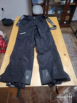 SPYDER Ski Pants Black XT Snow Bibs Overalls Suspender Side Zip Mens  Large • $40