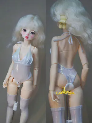 1/4 MSD BJD Clothes Outfit Laser Pearl White Halter Piece Swimsuit + Stockings • $19.49