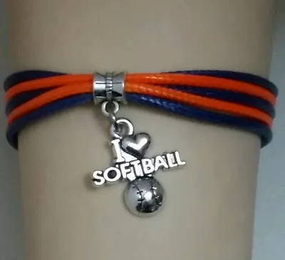 Sports Rope Charm Bracelet-blue & Orange Volleyball/softball-6 1/2 -8 1/2  #224 • $2.99