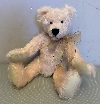 Vintage Pink Mohair Teddy Bear Jointed Artisan 12  Glass Eyes Hand Stitched • $69.95