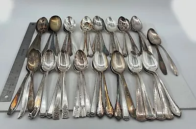 Lot Of 50 Assorted Vintage Silverplate Serving Spoons - Lot#135 • $114.99