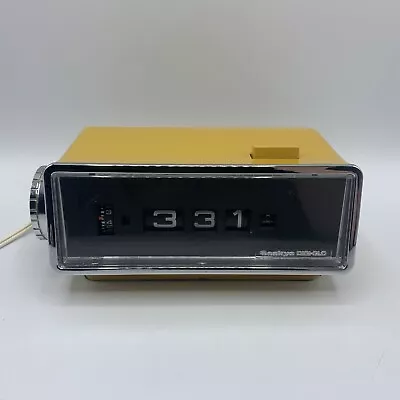 Vintage Sankyo 501 DIGI-GLO Alarm Flip Clock Mid Century Space Age Mustard • $45
