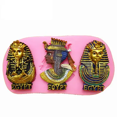 Silicone Cake Mould Egyptian Pharaoh Baking Mold Chocolate Decorating 3D Tool • £17.45