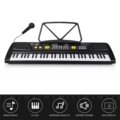 $54.19 • Buy 61 Key Full Size Electronic Piano Keyboard Electric LCD USB Input MP3 Music Mic