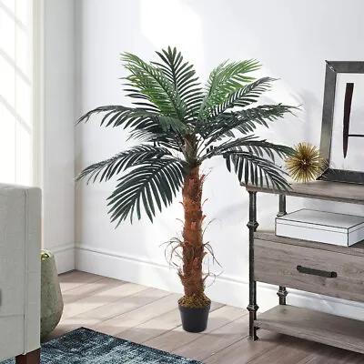 UK Large Faux Palm Tree Fake Artificial Green Plants Realistic Tree Garden 120cm • £42.95