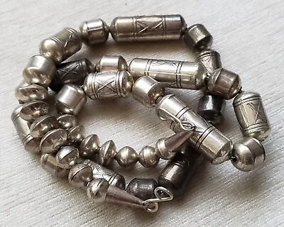 Vintage Native American Indian Sterling Silver Bead Necklace • $900