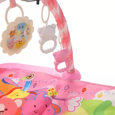 Baby Gym Play Mat Toddler Infants Pink Cartoon Hot Air Balloon Animal Pattern • £20.17