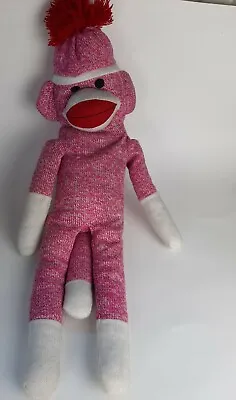 £10.06 • Buy Plushland Sock Monkey Pink 22  Plush Knitted Stuffed Animal Toy 2011 Handmade 