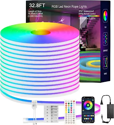 Neon Rope Lights 32.8FT RGB LED Strip Lights App ControlIr RemoteMusic Syncin • $54.41
