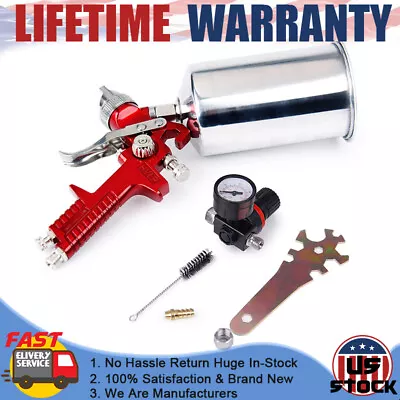 HVLP Gravity Feed Spray Gun Kit For W/ Regulator Paint Primer Metal Flake 2.5mm • $43.86