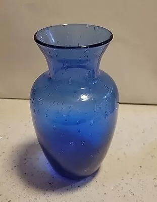 Art Glass Specked Colbalt Blue Mariposa Bellini Glass Vase Made In Italy  • $26.84