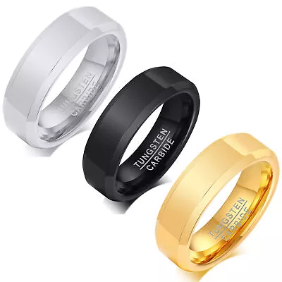 6mm Men Polished Plain Tungsten Carbide Ring Comfort Fit Wedding Engagement Band • $13.99