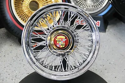 New Set (4) 15  Cadillac Chrome 72 Spoke Wire Wheels Direct Bolt Cross Lace Rims • $2399