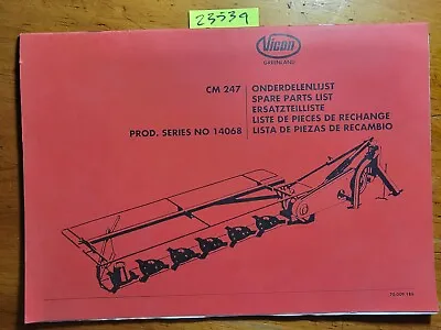 $20 • Buy Vicon Greenland CM247 Series 14068 Disc Mower Parts Manual 70.009.186