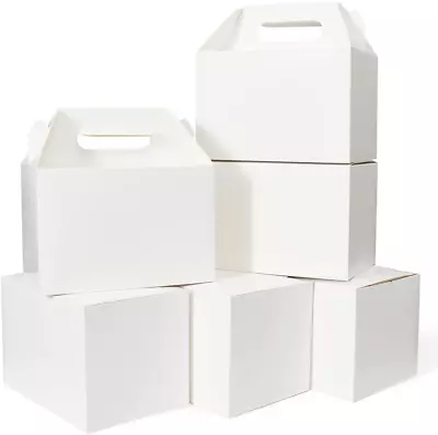 Happyhiram 30 CT Large Welcome Boxes With Handles White 9x6x6 Gable Gift Easter • $44.03