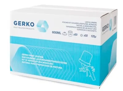 £49.95 • Buy Gerko Paint Cups System 600ml X 50 Lids And Liners 1x Outer Cup PPS Spray Mixing