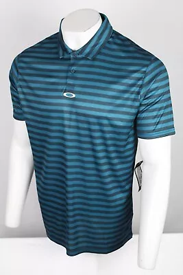 Oakley Men's Golf Polo Bicolor Striped Short Sleeve Shirt Oil Blue • $29.74