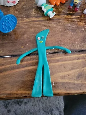 VINTAGE Green Gumby Rubber Figure Prema Toy Co Bendable 6  Rough Shape  • $4