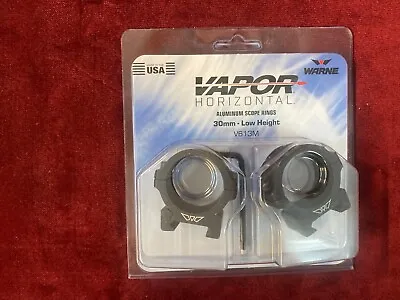 Warne V613M Horizontal Rings Vapor Matte Black 30mm Low 0 MOA • $39.99