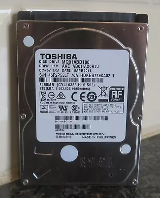 Toshiba MQ01ABD100 1TB 2.5 Laptop Harddrive Working • £20