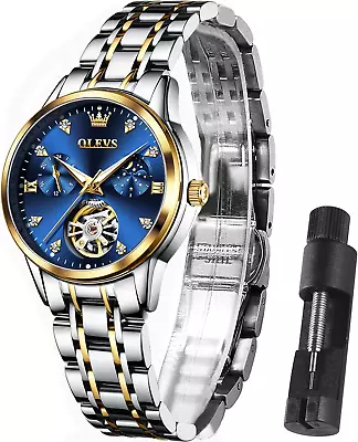 Watch Women Two Tone Stainless Steel Diamond Watches For Women Adjustable Luxur • $203.93