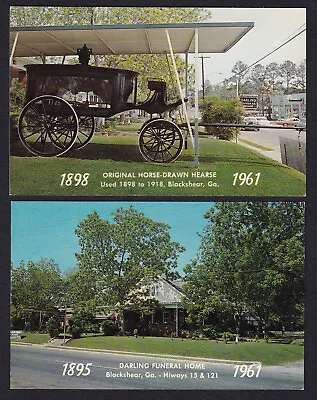 Georgia-GA-Blackshear-Darling Funeral Home-Horse Drawn Hearse-Vintage Postcards • $3.95