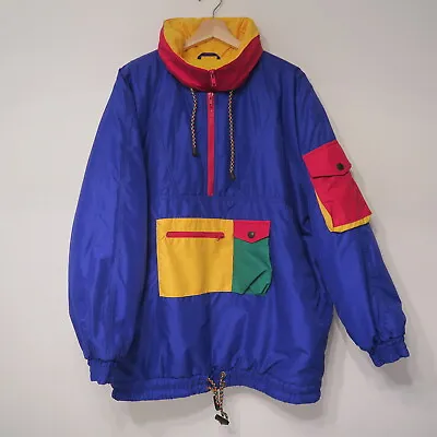 $99.99 • Buy Vtg 90s Gant Puffy Color Block Pullover Jacket Men L Large RL Vintage Y2k Polo