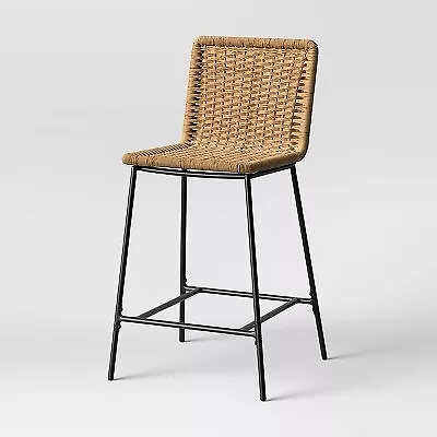 Wasson Woven Metal Leg Counter Height Barstool Natural - Threshold • $51.99