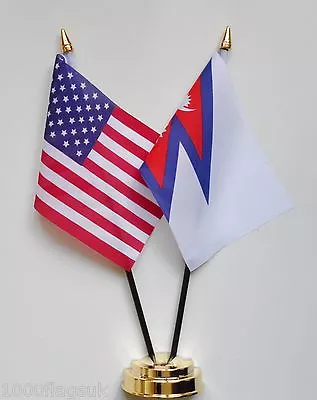 £9 • Buy United States Of America & Nepal Double Friendship Table Flag Set