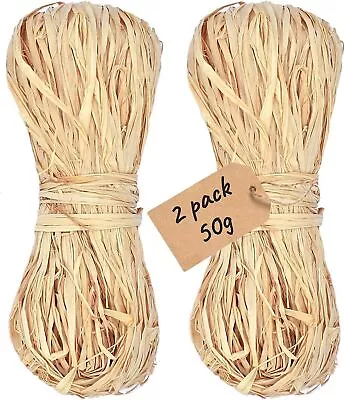 50g Natural Raffia Rope Raffia Ribbon Yarn Twine String For Craft And Flowers • £8.99