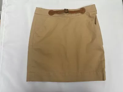 Tan Khaki Skirt Polo Ralph Lauren Size With Leather Belt Detail Size 2 US UK 6 • £25