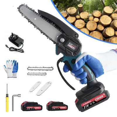 4/6in 3000W Mini Cordless Chainsaw Electric One-Hand Saw Wood Cutter 2 Batteries • £22.79