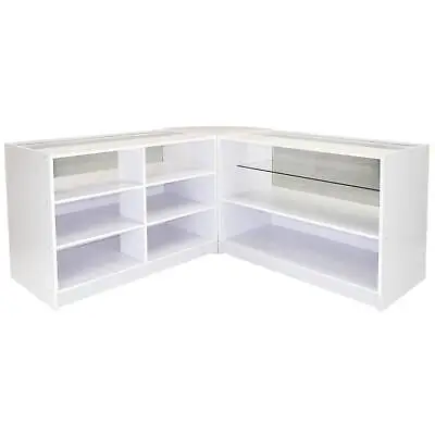 £549.99 • Buy Retail Counters Shop Brilliant White Display Cabinet Glass Showcase Shelves