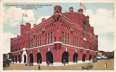 Richmond Light Infantry Blues-Armory Richmond VA Early Postcard Used In 1918 • $12