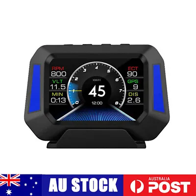 Car OBD2+GPS Head Up Display Smart Gauge HUD Speedometer Turbo RPM Alarm • $64.37