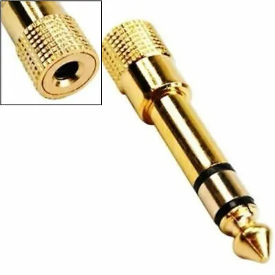 £2.99 • Buy SMALL To LARGE Headphone Adapter Converter Plug 3.5mm To 6.35mm Jack Audio Gold
