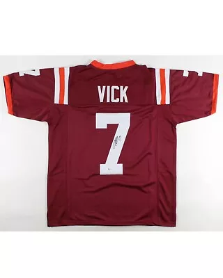 Michael Vick Signed Virginia Tech College Red Football Jersey (Beckett) • $90