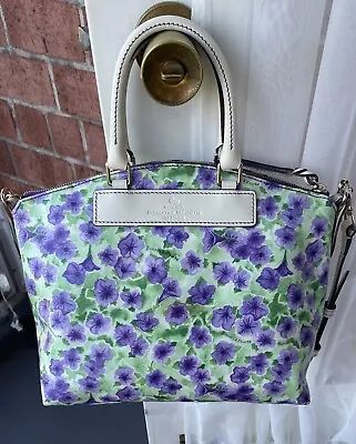 EUC! Dooney & Bourke PURPLE Small Petunias Collection Satchel For Springtime Fun • $79