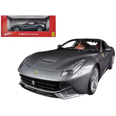 Hot Wheels 1/18 Diecast Model Car Ferrari F12 Berlinetta Opening Doors Grey • $81.75