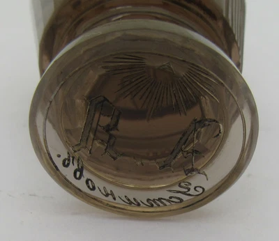 £145 • Buy Antique Smoky Brown Glass Masonic Seal Engraved Pyramid, Eye, Sun, 'Yom U Hobs'?