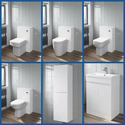 Bathroom Furniture Basin Vanity Toilet WC Unit Tall Wall Cabinet White Gloss • £98.97