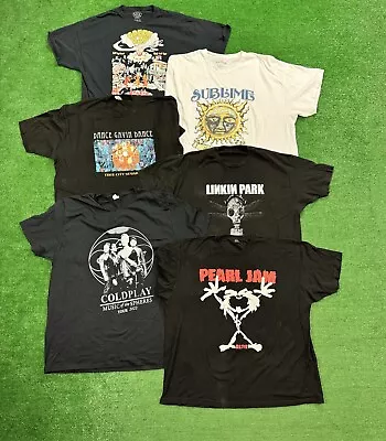 Lot Of 6 Rock N Roll Band Concert Tour T-Shirt Tees Mens Size 2XL XXL Rock Music • $8.50