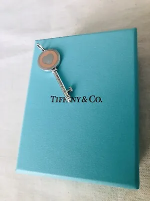 £155 • Buy Tiffany & Co. Pink Enamel Heart 925 Silver Key Charm Pendant