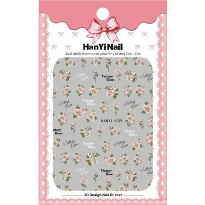 £2.55 • Buy Nail Art Stickers Transfers Decals Dusty Pink Vintage Roses Rose Flowers HAN509