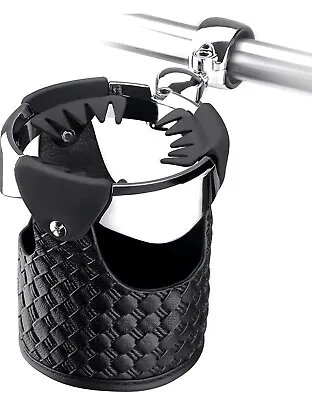 Kemimoto - Motorcycle Handlebar Leather Drink Bottle Holder W/ 360° Swivel Ball • $45