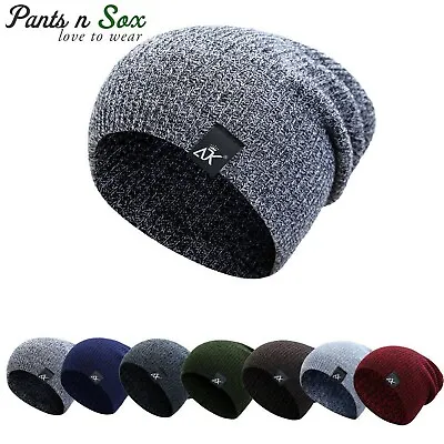 Mens Knitted Winter Slouch Skateboard Beanie Men Hat Ski Cap Warm Outdoor Black  • $13.95