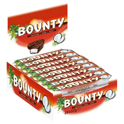 £14.29 • Buy 24 X 57g Bounty Dark Chocolate Bars | Full Box | BB: 05/12/22 | Bargain
